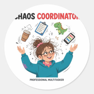Lustiger Chaos-Koordinator Multitasking-Mama-Gesch Runder Aufkleber