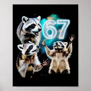 Lustiger chaotischer Waschbär heult bei 67 Cosmic Poster