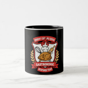 Lustiger Chef Dringende Kochtruppe Gastronomieteam Zweifarbige Tasse