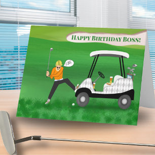 Lustiger Chef-Golfer-Geburtstag mit Bier & Hot Dog Karte