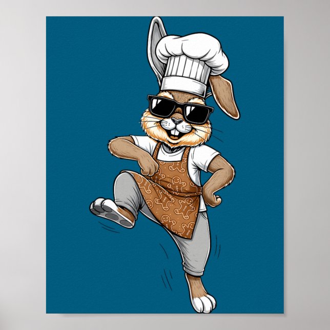 Lustiger Chef Hase Cooler Bäcker Kaninchen Kochen  Poster (Vorne)