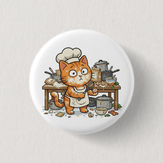 Lustiger Chef-Katzen-Button für eine unordentliche Button
