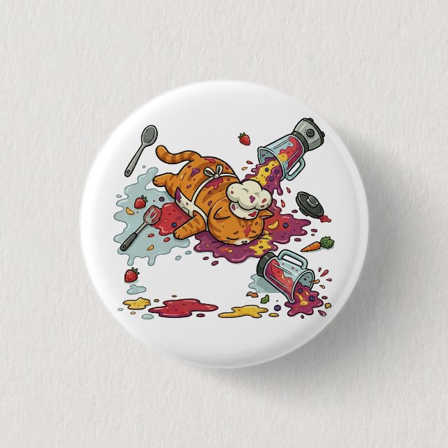 Lustiger Chef Katzen Küchen Desaster Knopf Button (Vorderseite)