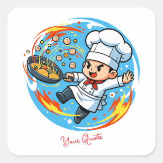 Lustiger Chef-Maskottchen Quadratischer Aufkleber