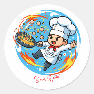Lustiger Chef-Maskottchen Runder Aufkleber