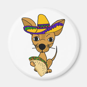 Lustiger Chihuahua, der Taco-Cartoon isst Magnet