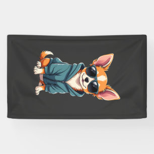 Lustiger Chihuahua-Hund, der leicht von großen Hun Banner