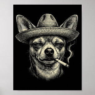 Lustiger Chihuahua-Hund raucht Zigarette Meme In S Poster
