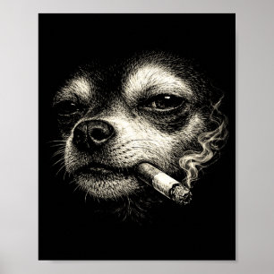 Lustiger Chihuahua-Hund raucht Zigarette Meme Poster