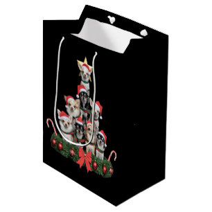 Lustiger Chihuahua-Hund Weihnachtsbaum Xmas Mittlere Geschenktüte