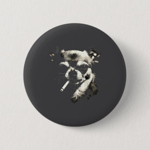 Lustiger Chihuahua-Meme Hund raucht Zigarette  Button