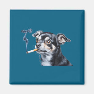 Lustiger Chihuahua-Meme-Hund raucht Zigarette Magnet