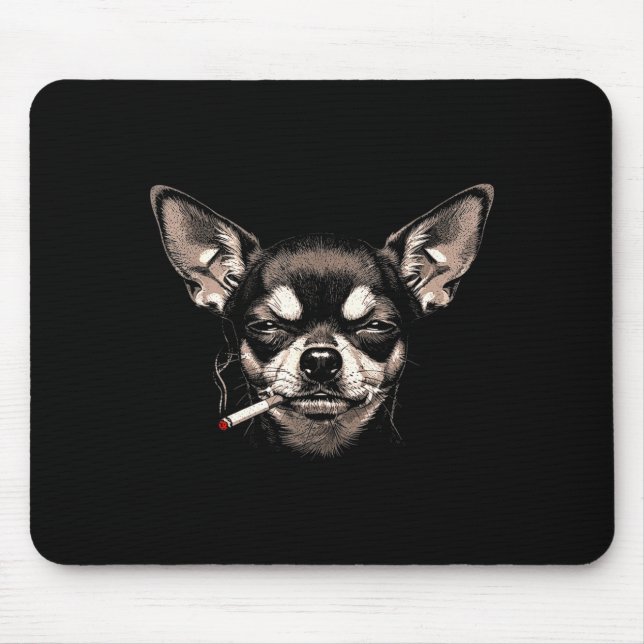 Lustiger Chihuahua-Meme-Hund raucht Zigarette Männ Mousepad (Vorne)