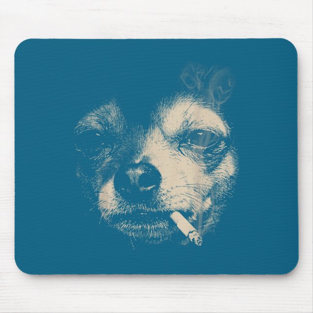 Lustiger Chihuahua-Meme Hund raucht Zigarette  Mousepad (Vorne)