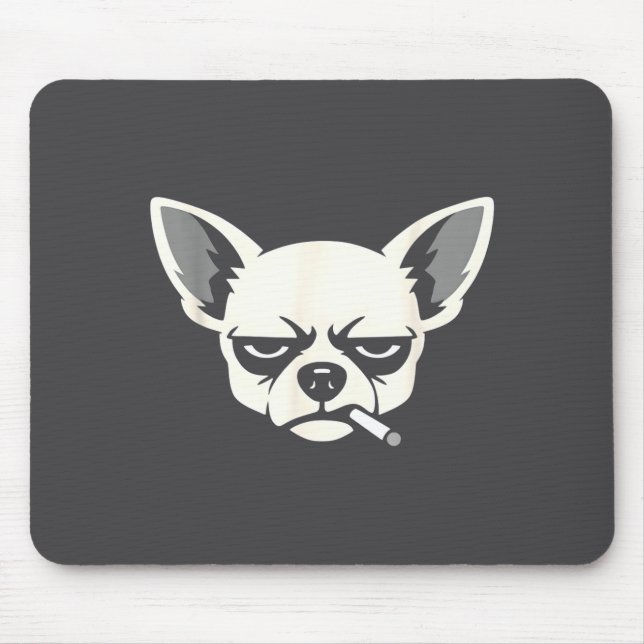 Lustiger Chihuahua-Meme Hund raucht Zigarette  Mousepad (Vorne)
