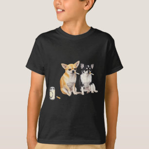 Lustiger Chihuahua-Meme Hund raucht Zigarette T-Shirt