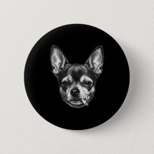 Lustiger Chihuahua-Meme-Hund raucht Zigarette vint Button