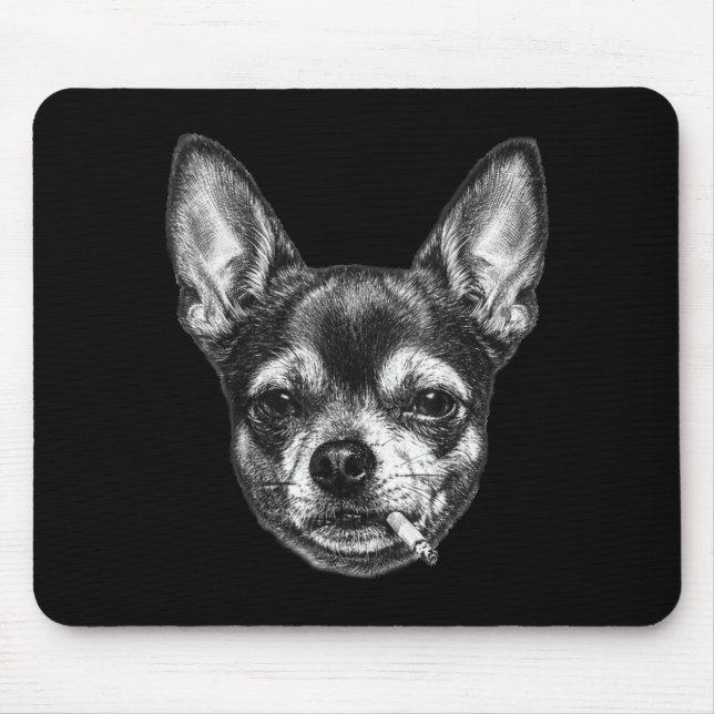 Lustiger Chihuahua-Meme-Hund raucht Zigarette vint Mousepad (Vorne)