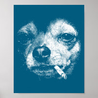 Lustiger Chihuahua-Meme-Hund raucht Zigarette Vint