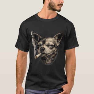 Lustiger Chihuahua-Meme mit Hund, der Zigarette ra T-Shirt
