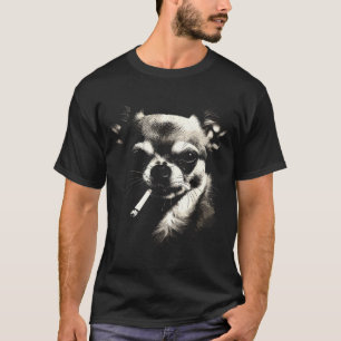 Lustiger Chihuahua-Meme mit Hund raucht Zigarette T-Shirt