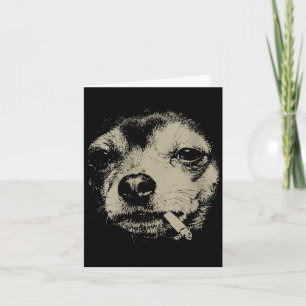 Lustiger Chihuahua-Meme mit rauchendem Hund einer  Karte