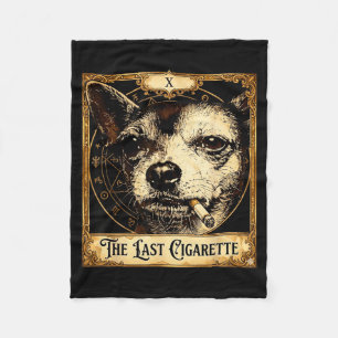 Lustiger Chihuahua-Meme Tarot Hund raucht Zigarett Fleecedecke