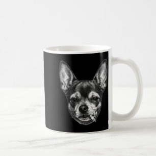 Lustiger Chihuahua-Meme Vintage-Hund raucht Zigare Kaffeetasse