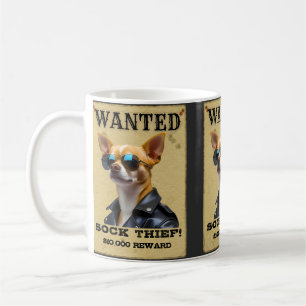 Lustiger Chihuahua WANTED Plakat mit coolen Sonnen Kaffeetasse
