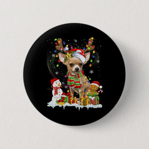 Lustiger Chihuahua Weihnachten hässlicher Hund Wei Button
