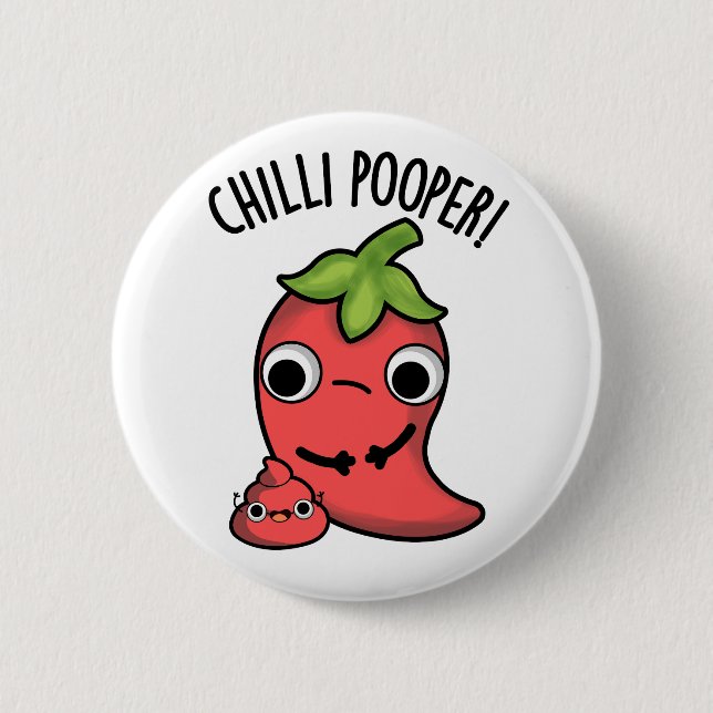 Lustiger Chili-Pooper-Pfeffer-Wortwitz Button (Vorderseite)