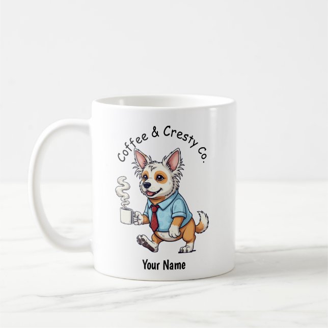 Lustiger Chinesischer Crested Hund Geschäftsanzug  Kaffeetasse (Links)