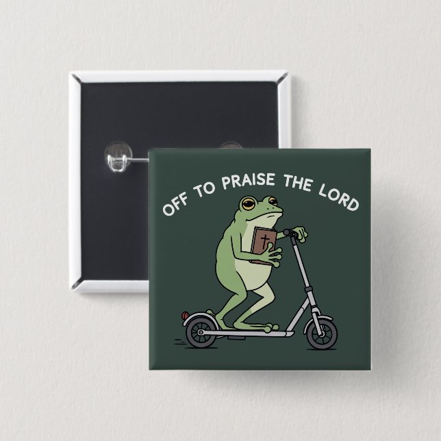 Lustiger christlicher Frosch, der den Herrn lobt,  Button (Vorne & Hinten)