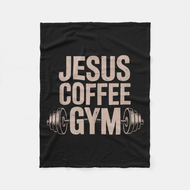 Lustiger christlicher Workout Jesus Kaffee Gym Han Fleecedecke (Vorderseite)