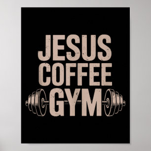 Lustiger christlicher Workout Jesus Kaffee Gym Han Poster