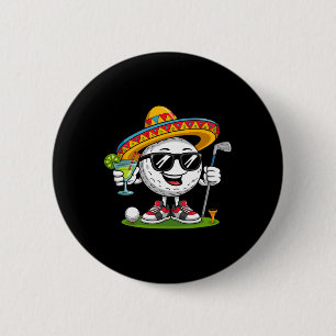 Lustiger Cinco De Mayo Golfball mit Sombrero Marga Button