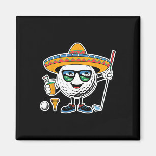 Lustiger Cinco-De-Mayo-Golfball mit Sombrero Marga Magnet
