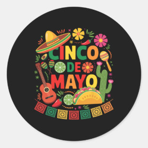 Lustiger Cinco De Mayo Mexikanischer Sombrero Hut Runder Aufkleber