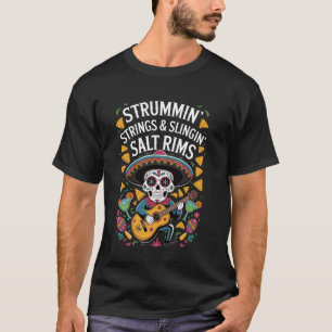 Lustiger Cinco De Mayo Skelett Mariachi Gitarre Fi T-Shirt