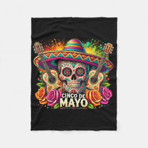 Lustiger Cinco De Mayo Skelett Schädel Fiesta Somb Fleecedecke