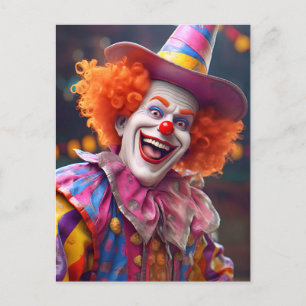 Lustiger Clown im Kostüm. Geburtstag. Postkarte