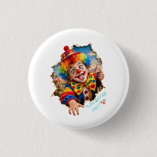 Lustiger Clown-Junge bricht aus Button