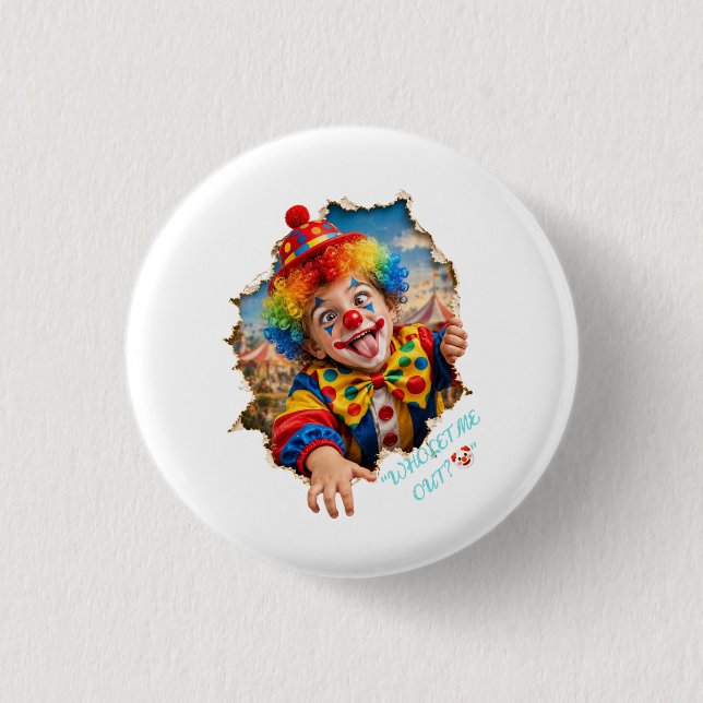 Lustiger Clown-Junge bricht aus Button (Vorderseite)