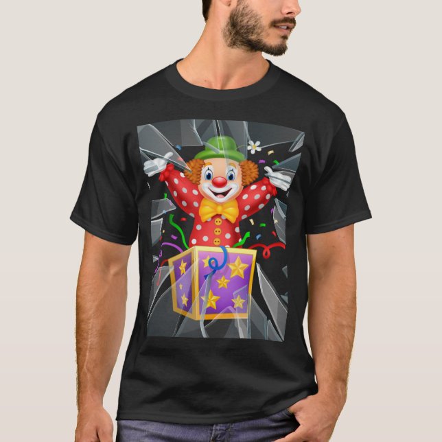 lustiger Clown unter dem kaputten Glas T-Shirt (Vorderseite)