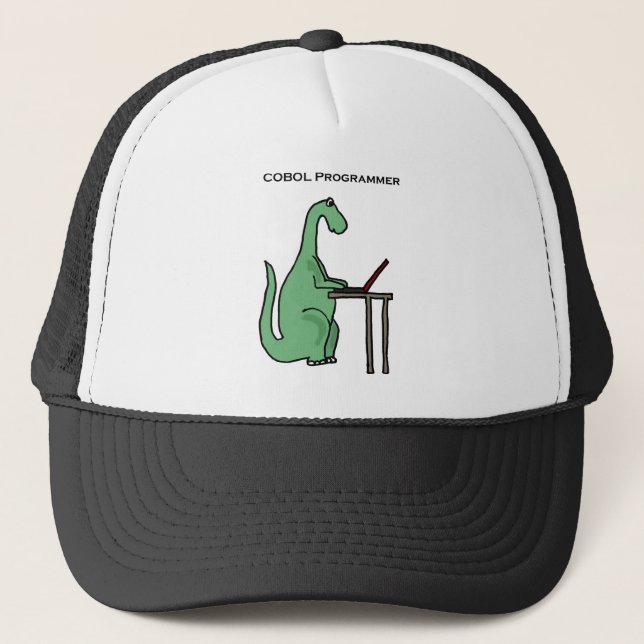 Lustiger COBOL-Programmierer-Dinosaurier Truckerkappe (Vorderseite)