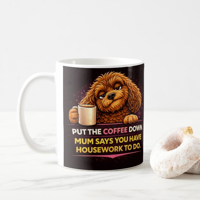 Lustiger Cockapoo-Kaffeebecher | Hunde-Mama-Humor- Kaffeetasse (Mit Donut)