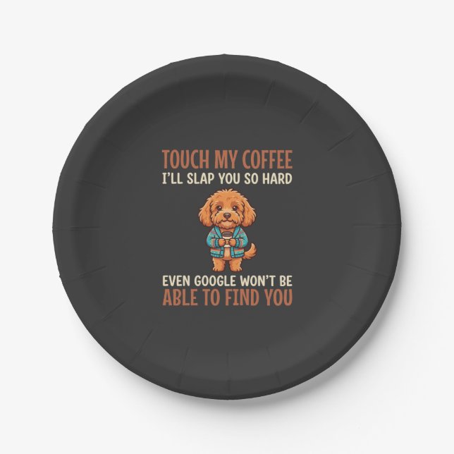 Lustiger Cockapoo Kaffeeliebhaber Pappteller (Vorderseite)