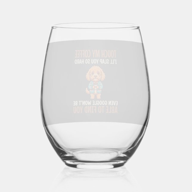 Lustiger Cockapoo Kaffeeliebhaber Weinglas Ohne Stiel (Vorderseite)