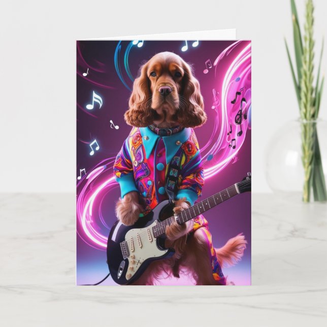 Lustiger Cocker Spaniel Rockstar Karte (Vorderseite)