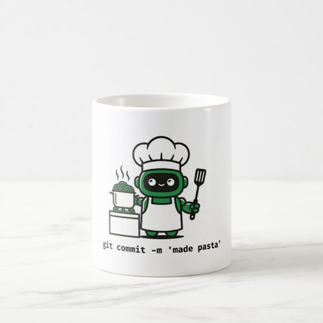 Lustiger Coder-Becher — git commit hat Pasta gemac Kaffeetasse (Mittel)